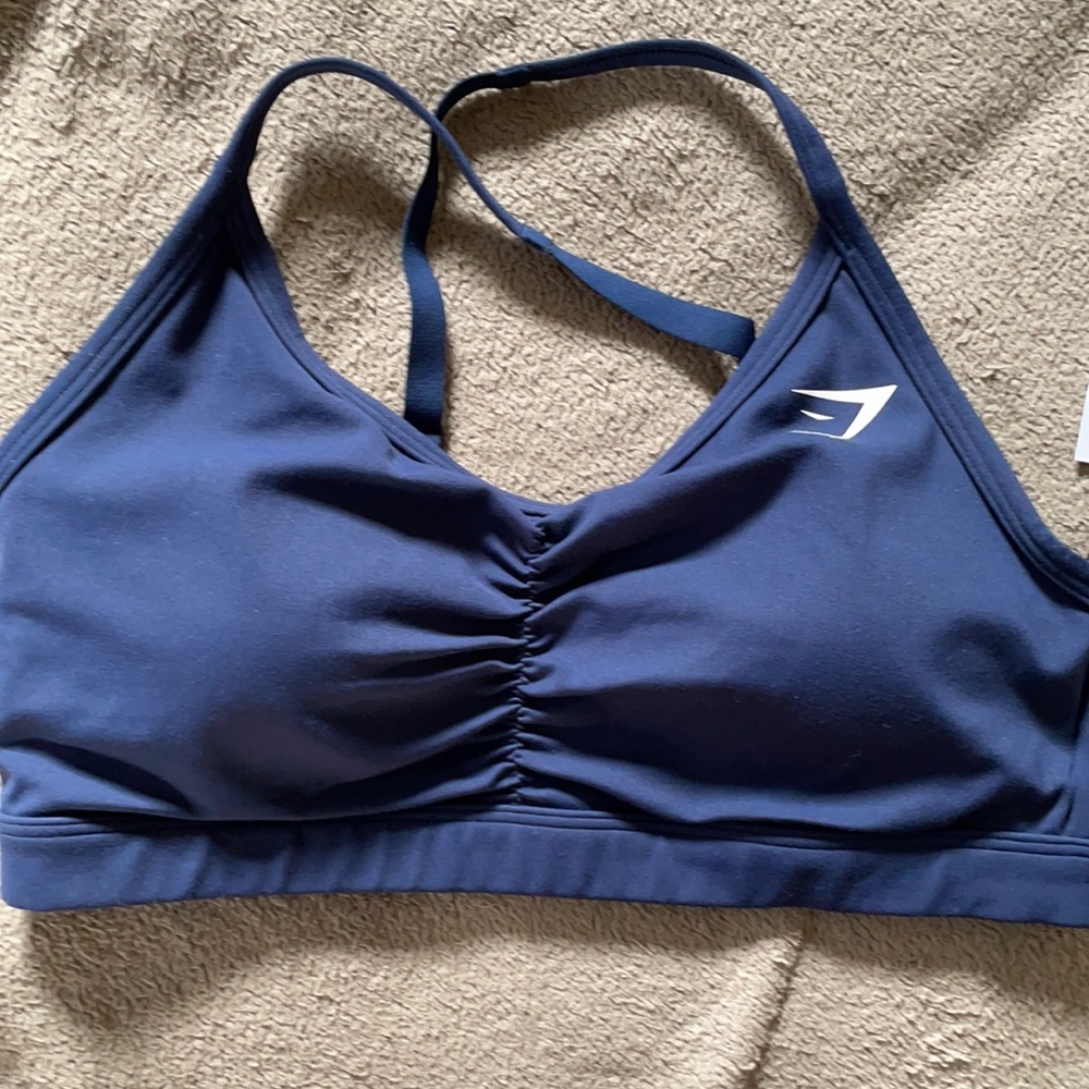 Gymshark ruched training sports bra navy medium